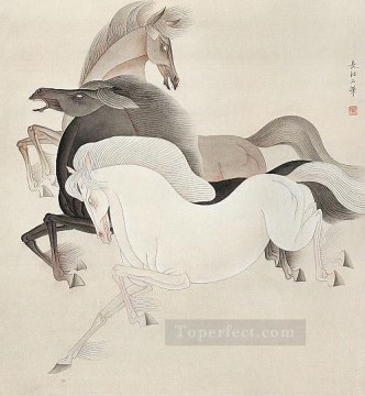  Caballos Pintura al %C3%B3leo - Feng cj caballos chinos